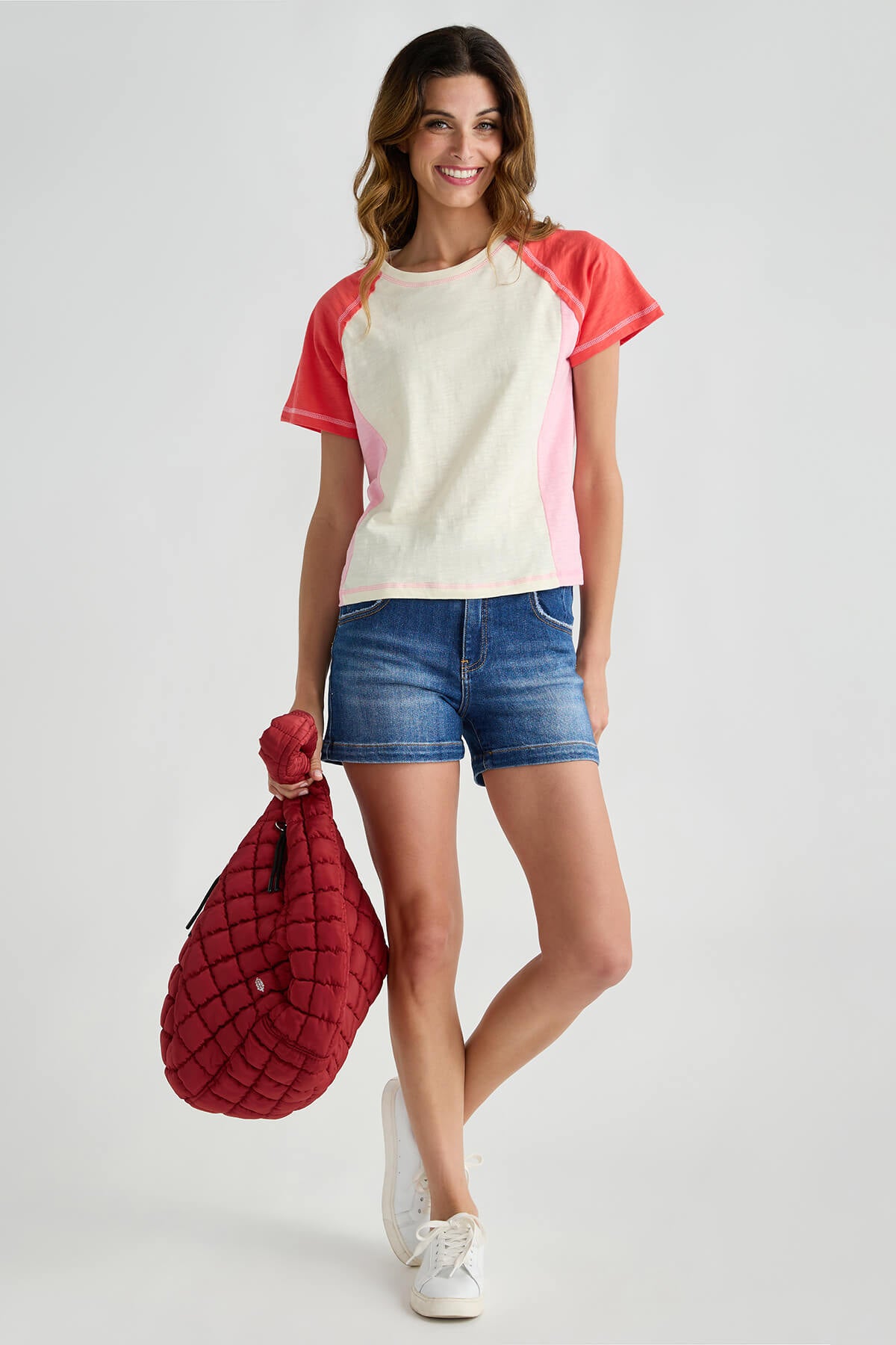 Promesa Easy Fit Round-Neck Colorblock Slub-Knit Tee