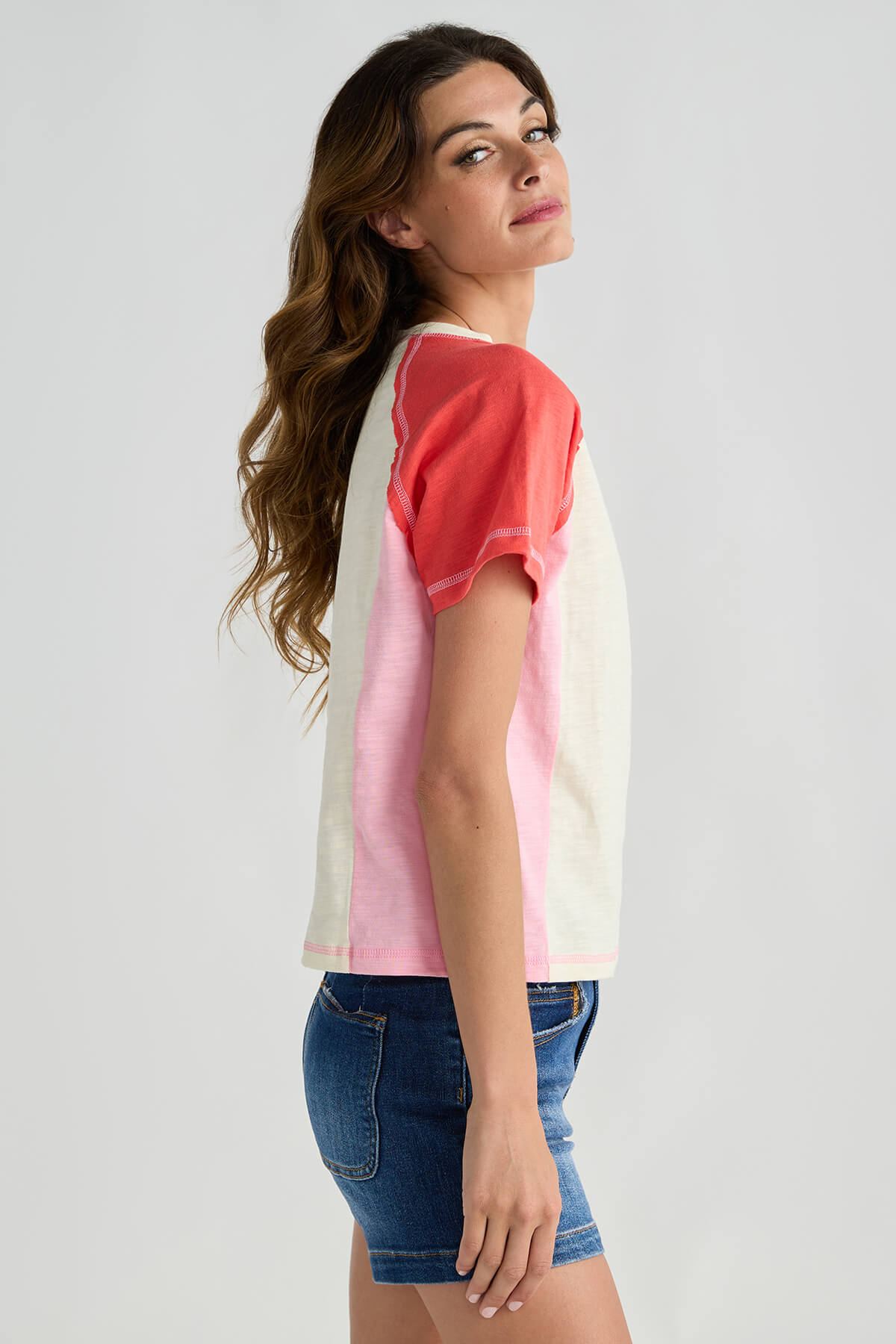 Promesa Easy Fit Round-Neck Colorblock Slub-Knit Tee