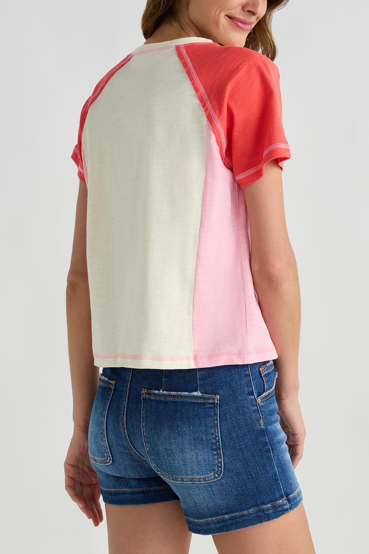 Promesa Easy Fit Round-Neck Colorblock Slub-Knit Tee