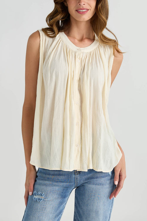 By Together Sleeveless Button Front Top