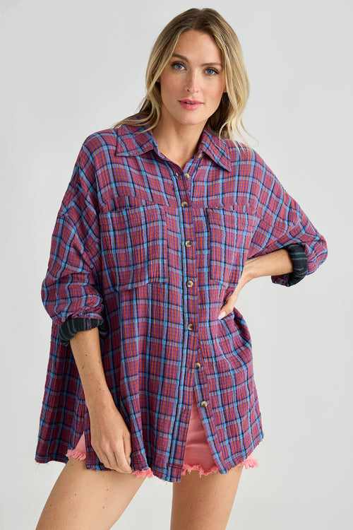 Free People Cardiff Plaid Button Down