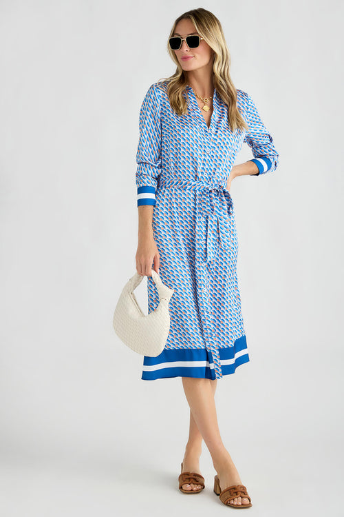 Skies Are Blue Printed Shirt Dress