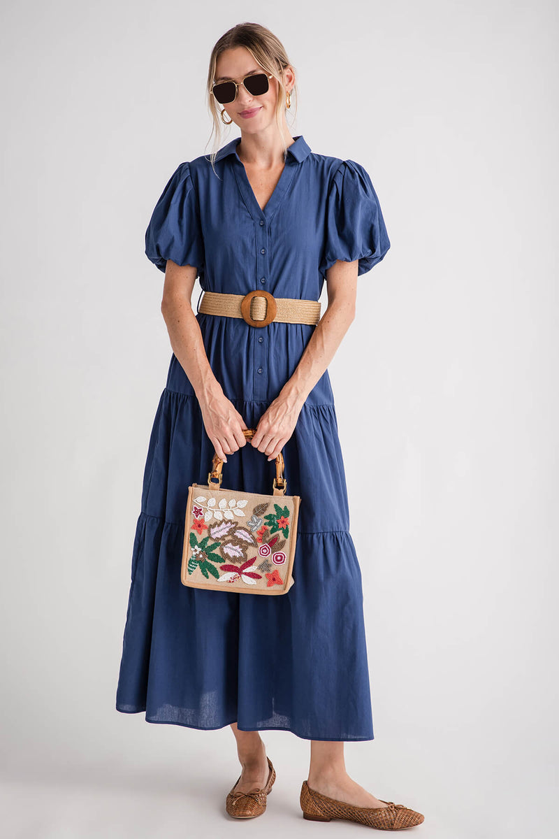 Pinch Buttondown Belted Maxi Dress