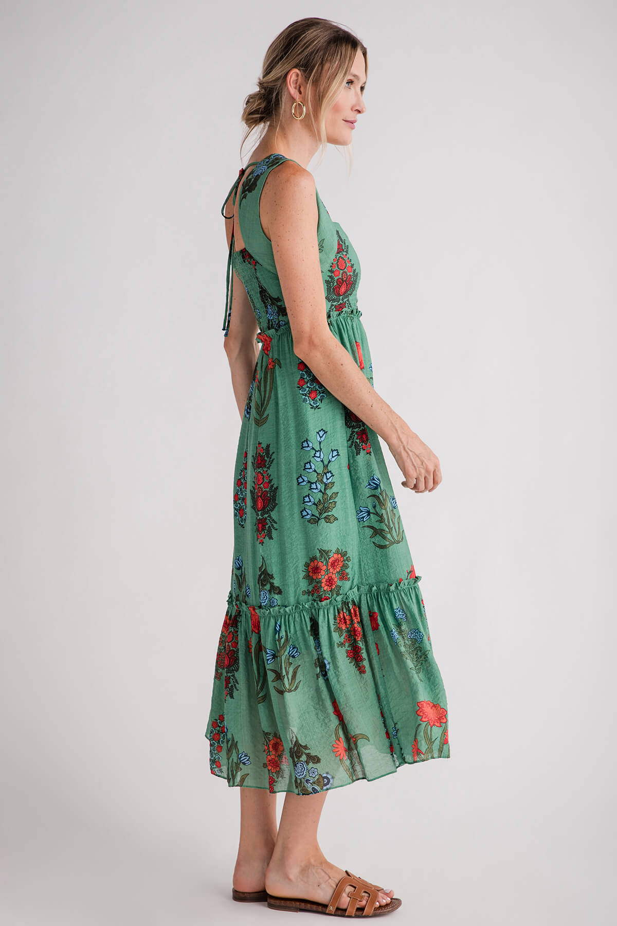 THML Tiered Flower Print Midi Dress