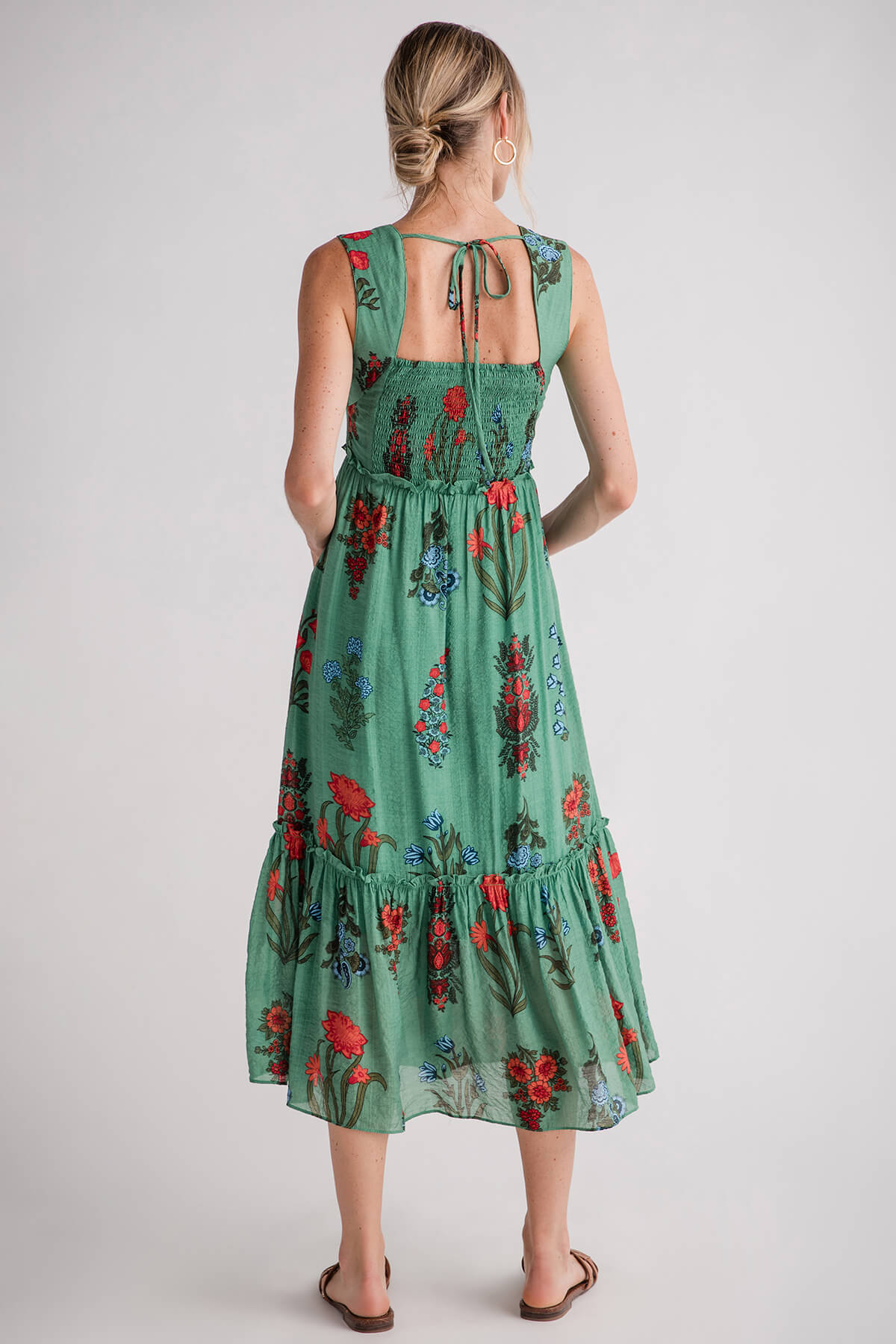 THML Tiered Flower Print Midi Dress