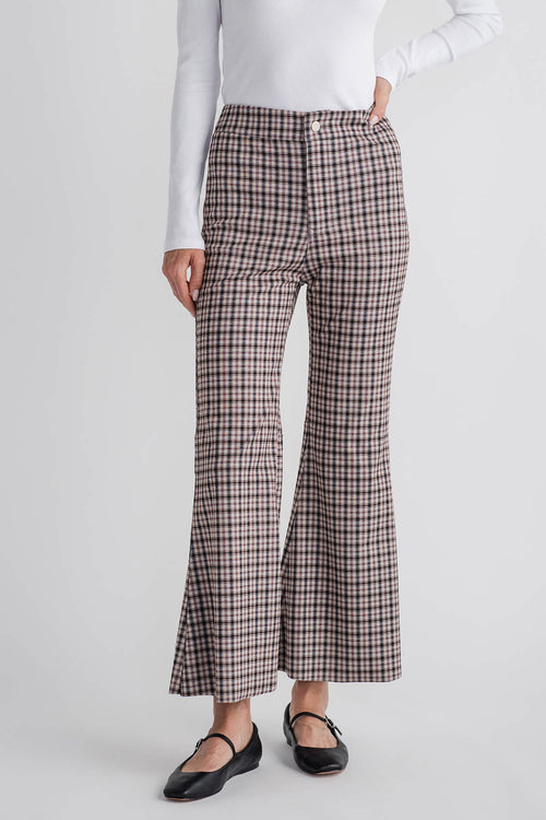 Miou Muse Plaid Pattern Flare Pants