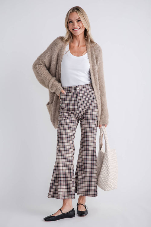 Miou Muse Plaid Pattern Flare Pants