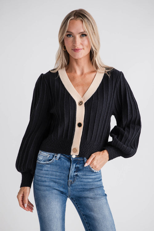 THML Cropped Cardigan with Gold Buttons