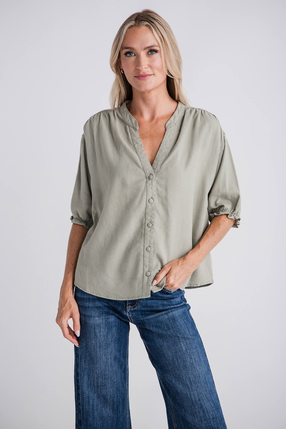 Risen Button Front Linen Shirt