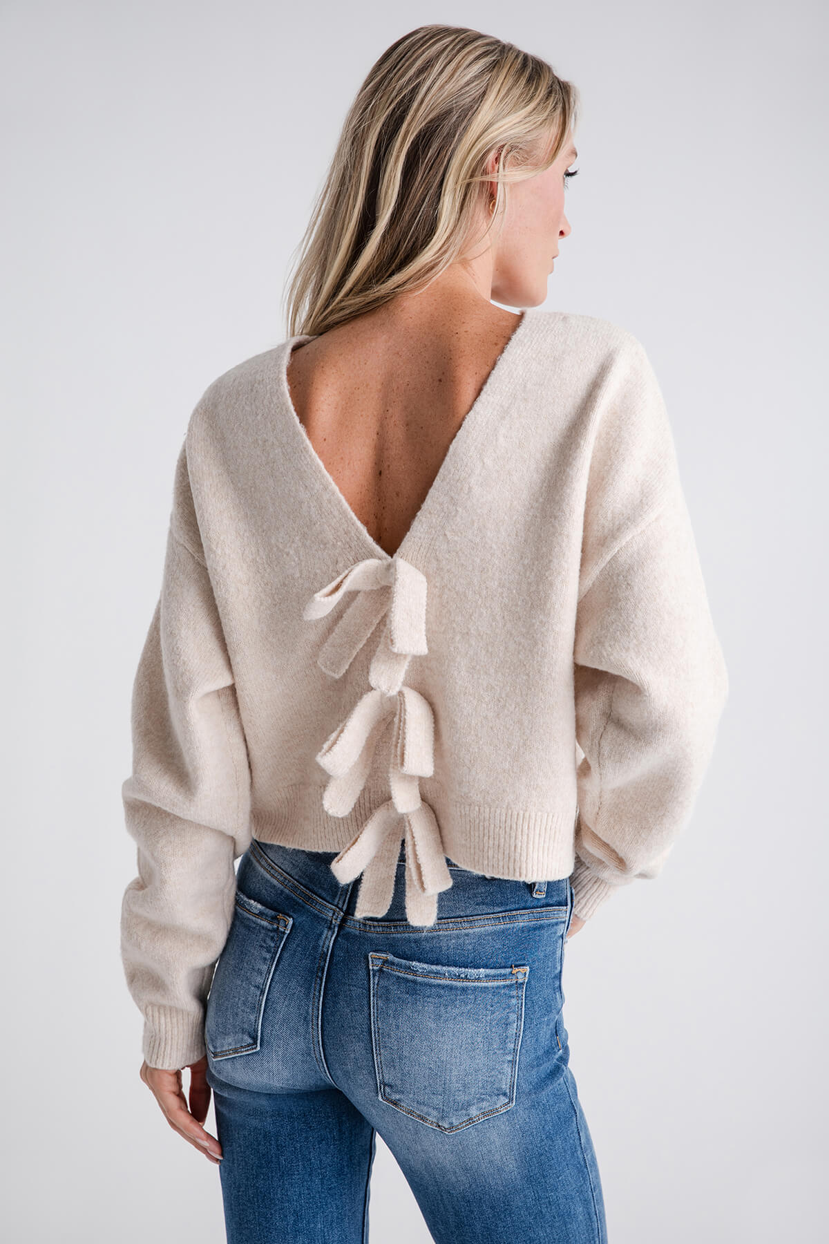 Mable Ribbon Bow Detail Knit Sweater Top