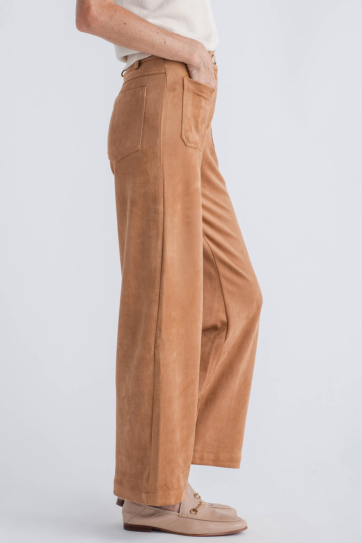 Skies Are Blue Faux Suede Wide Leg Pant