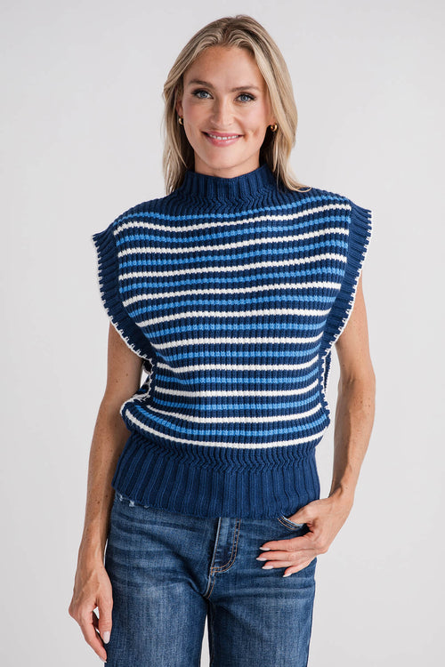 THML Striped Knit Mockneck Vest