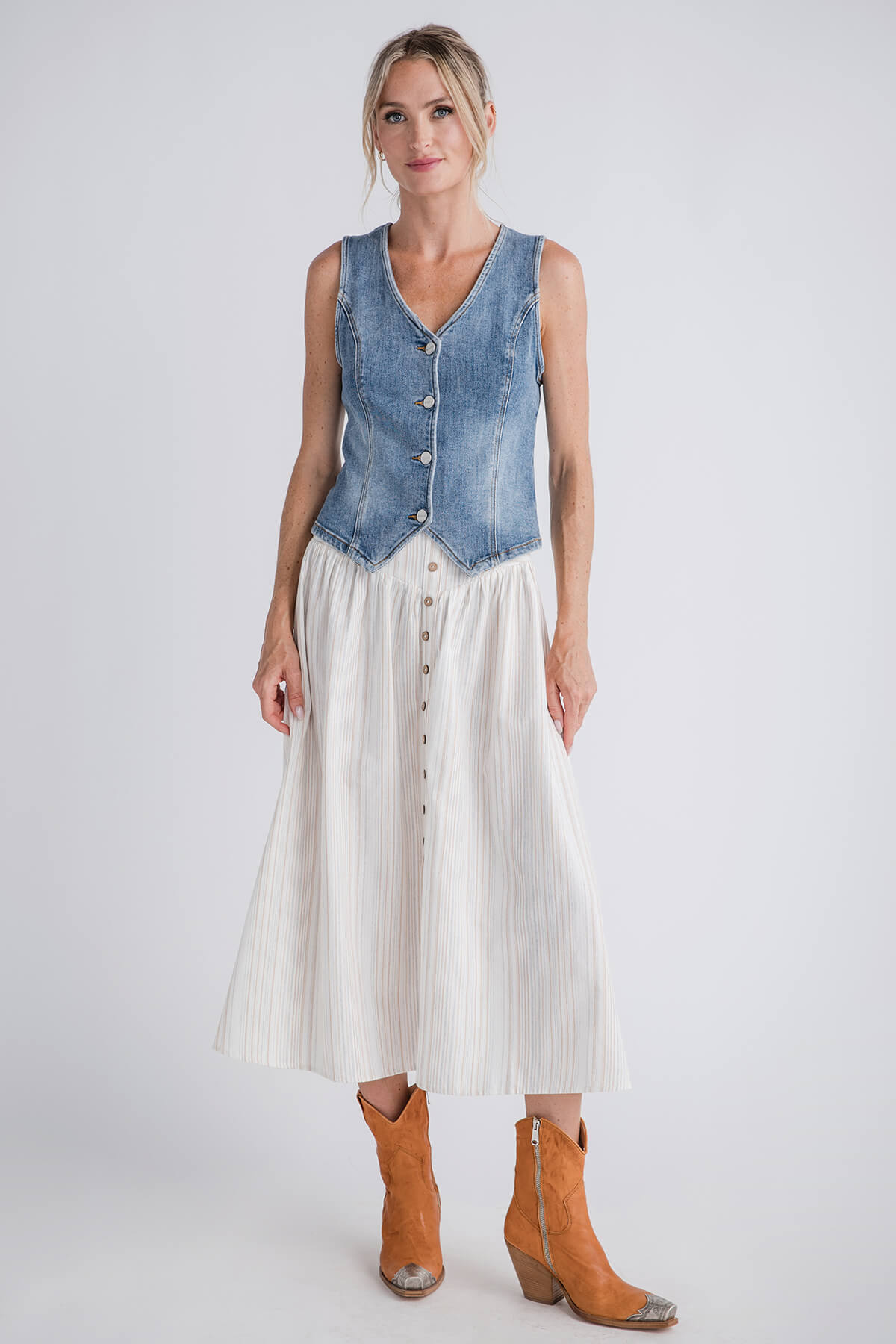 Hem and thread striped dress sale