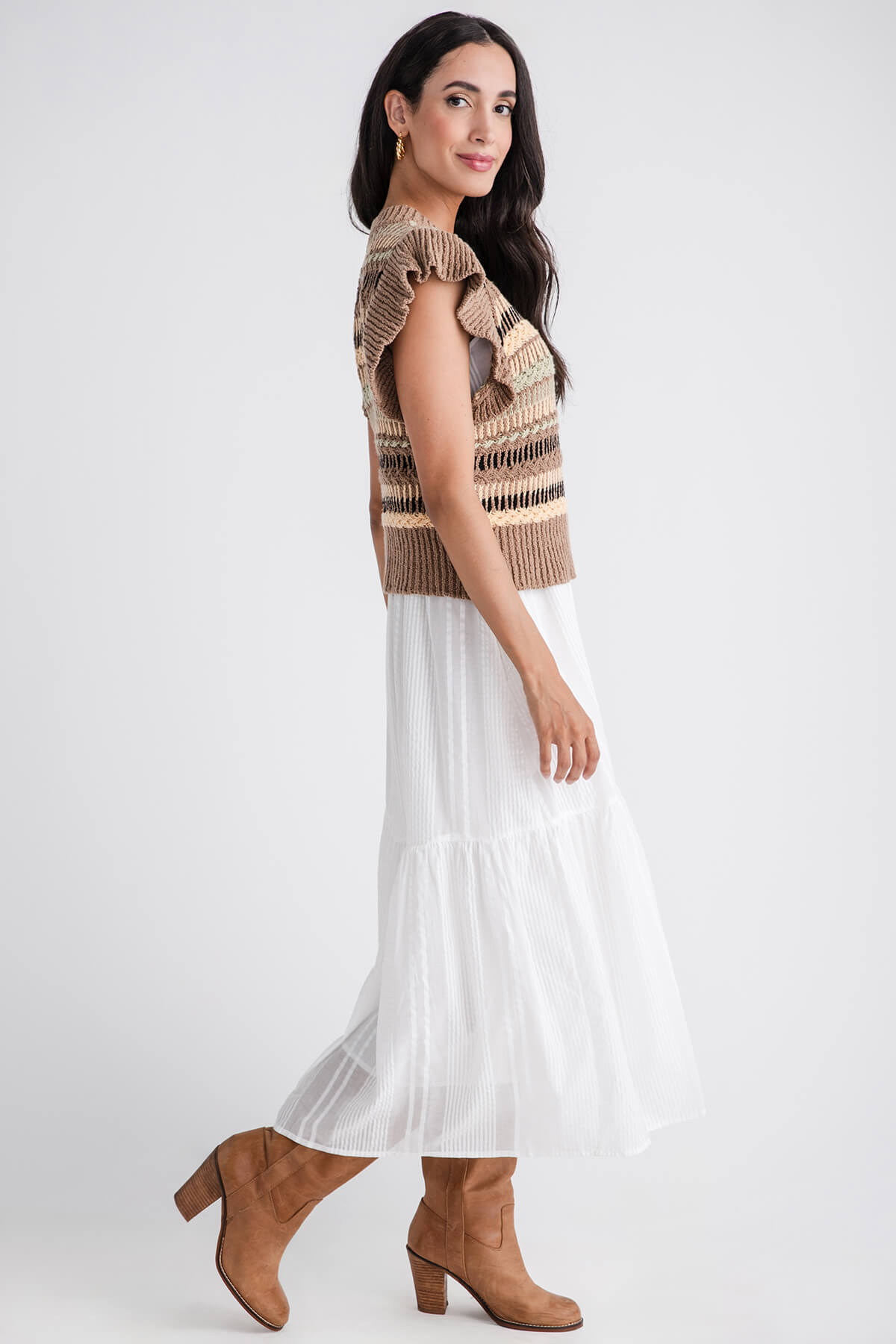 Elan 2fer Woven Knit Midi Dress