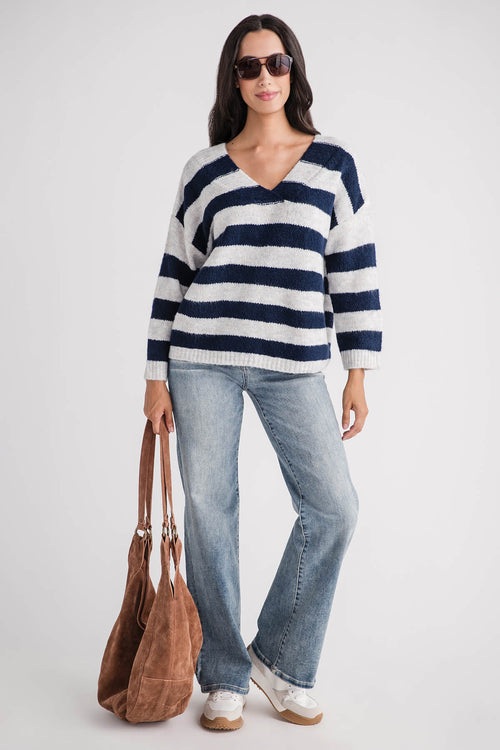 Elan Striped Vneck Sweater