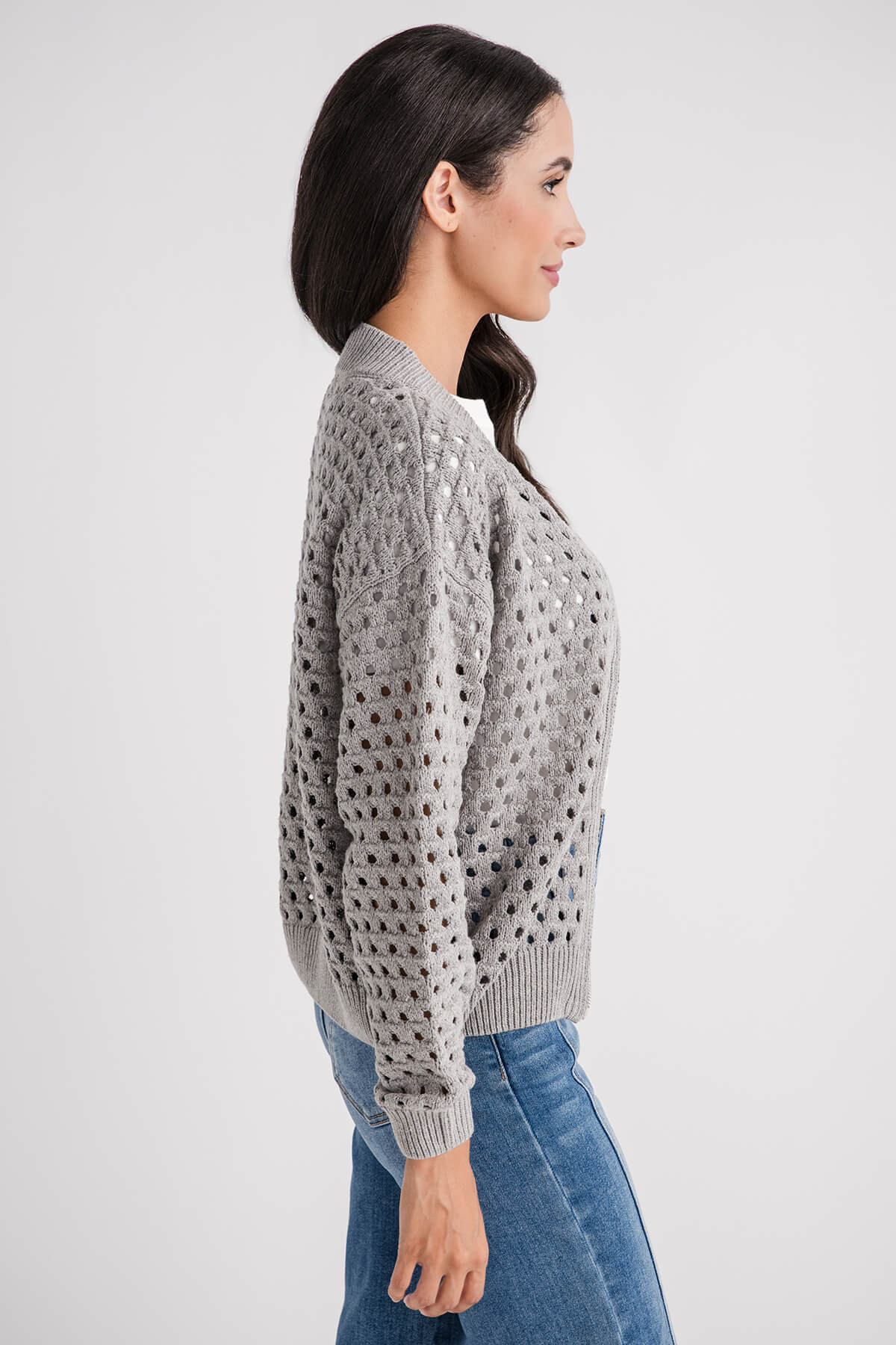 Elan Crochet Zip Up Cardigan