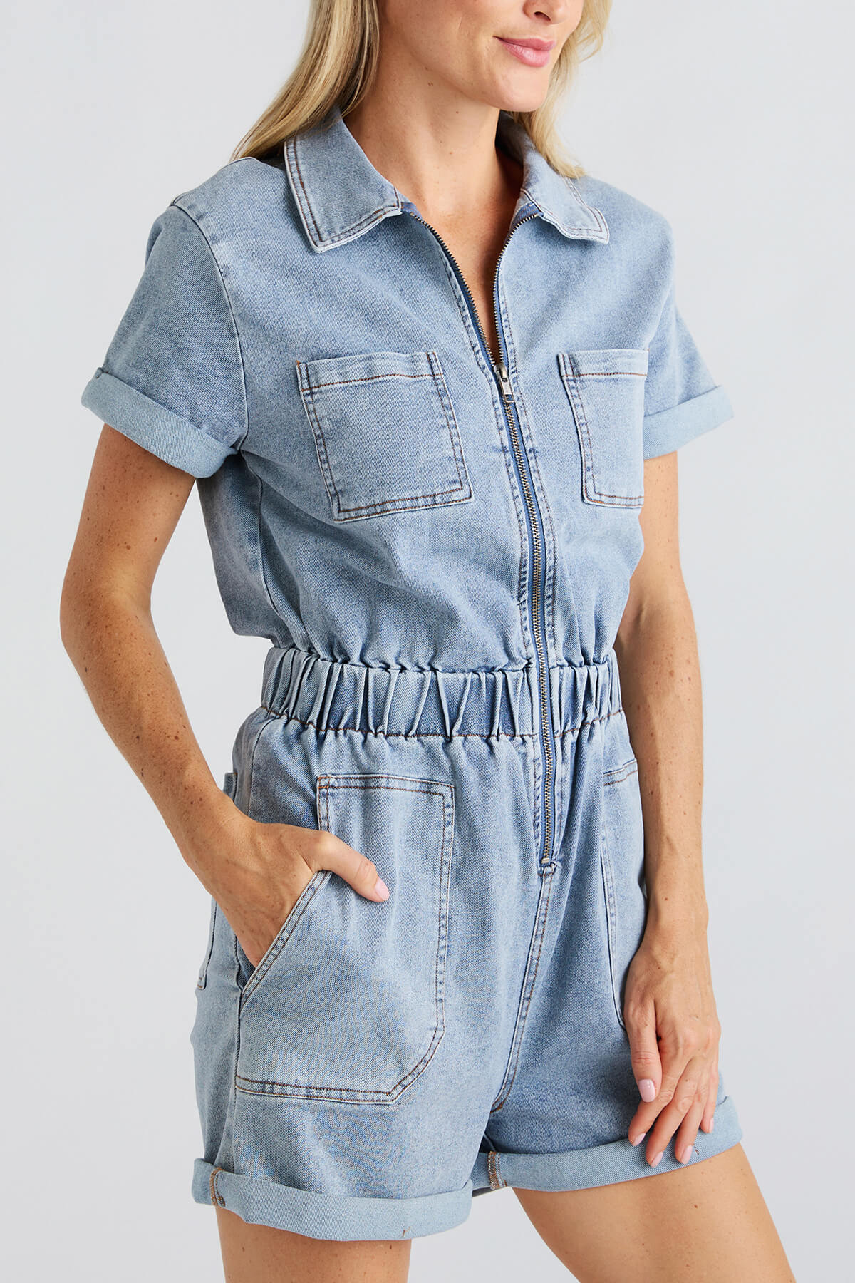 Blue hot sale shorts romper