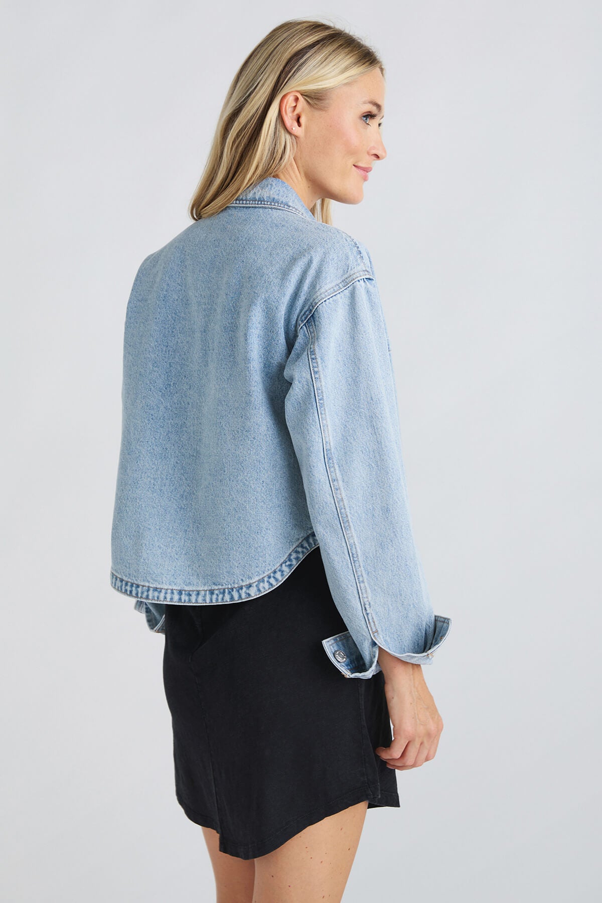 EVIDNT Los Angeles Oversized Cropped Denim Jacket in Blue | Lyst