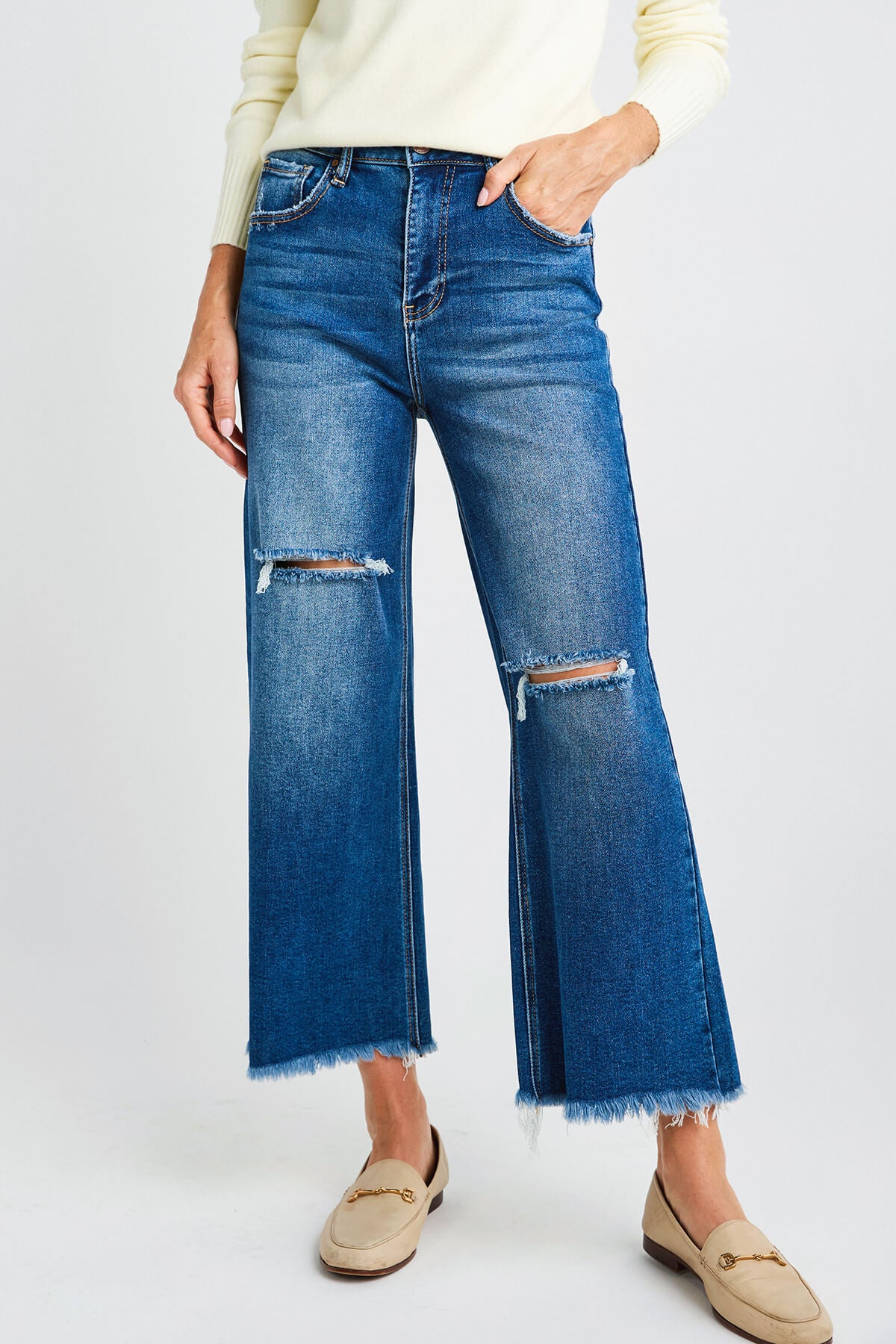 Frayed ankle hot sale grazer jeans