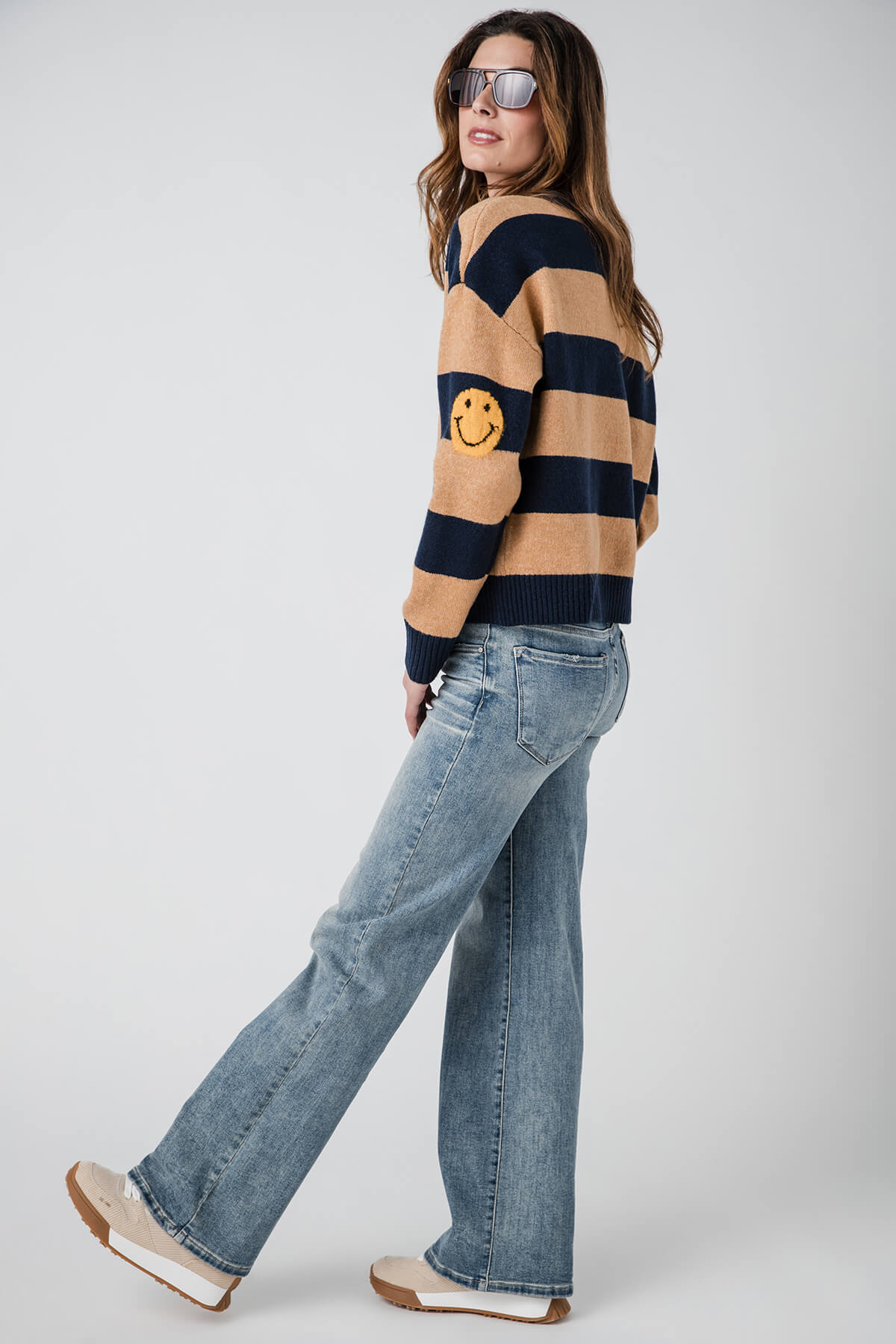 By Together Striped Smiley Face Sweater