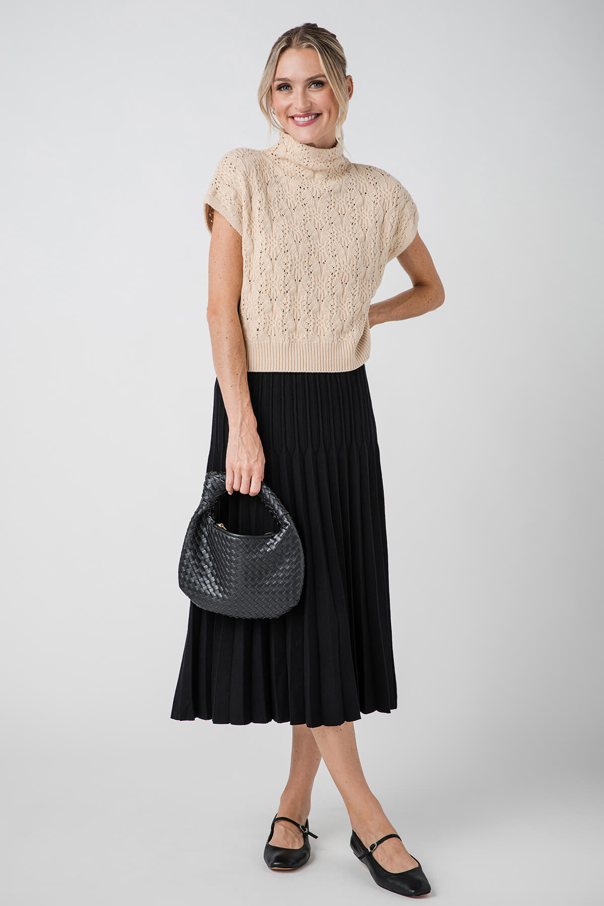 Molly Bracken Pleated Knit Skirt