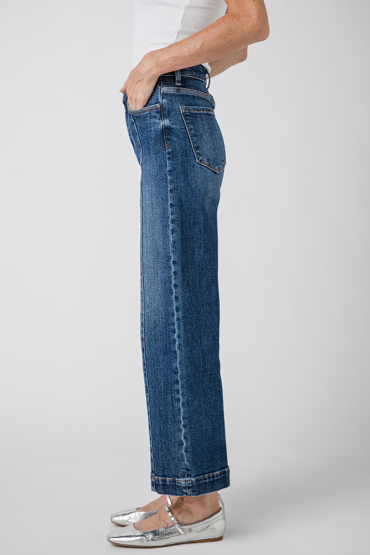 Risen Mia High Rise Front Seam Wideleg Ankle Jeans