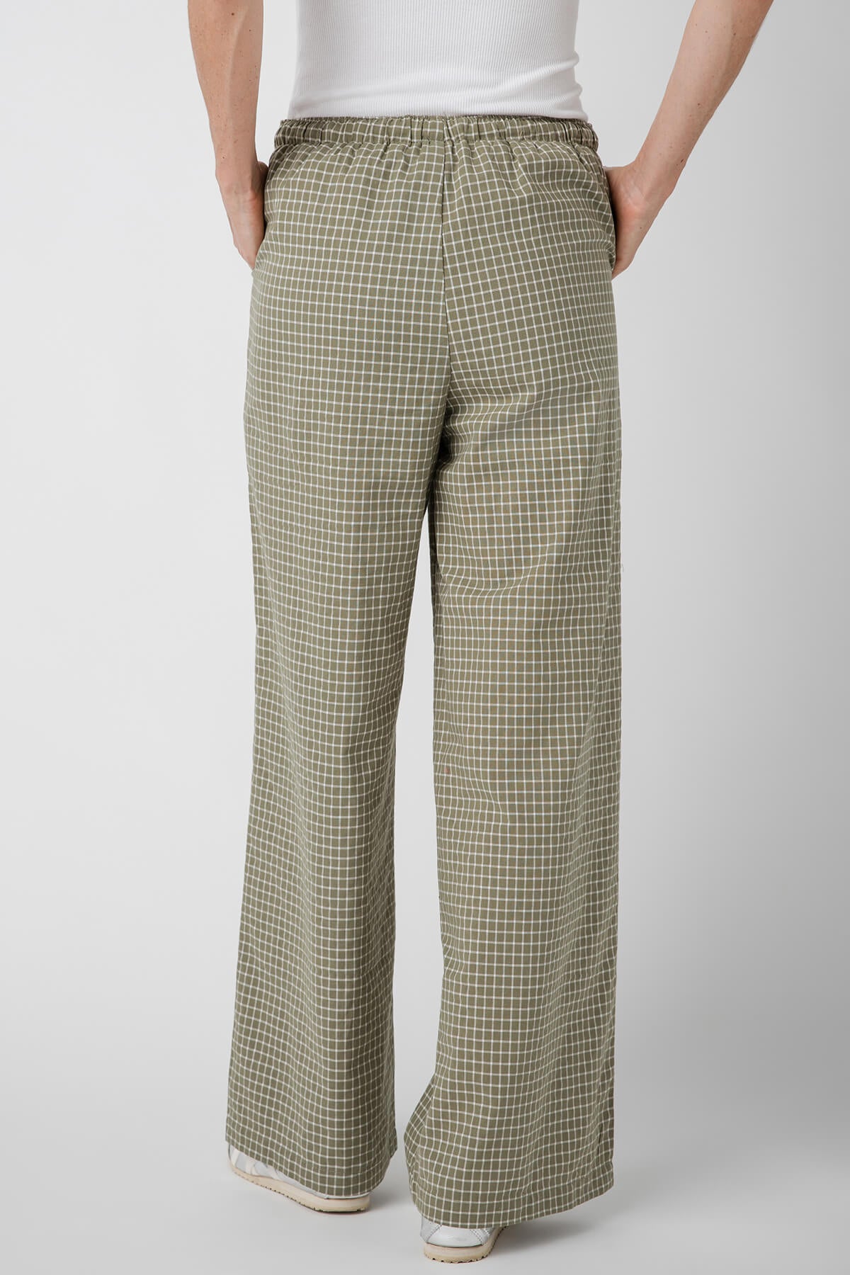 Cream checkered fashion trousers