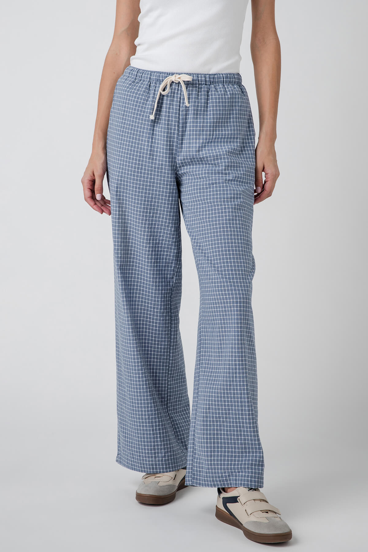 Buttermelon Drawstring Checkered Pants