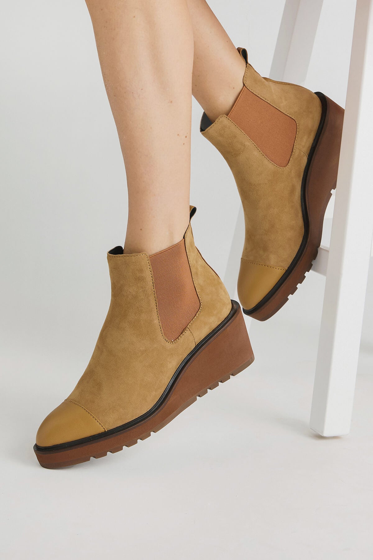 Faux Suede Wedge Booties