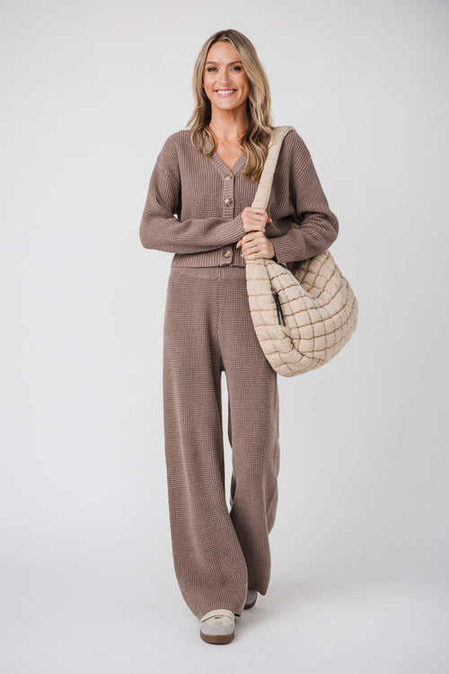 Vintage Havana Waffle Knit Wideleg Pant