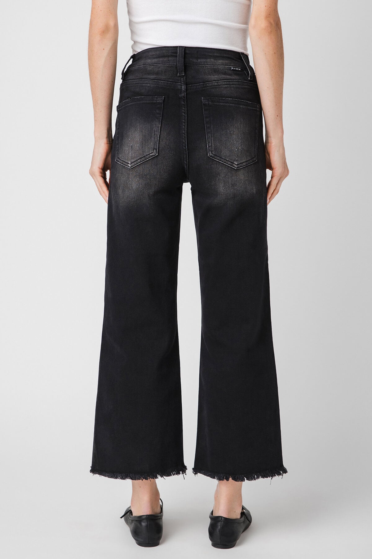 Risen Crop Washed Black Jeans