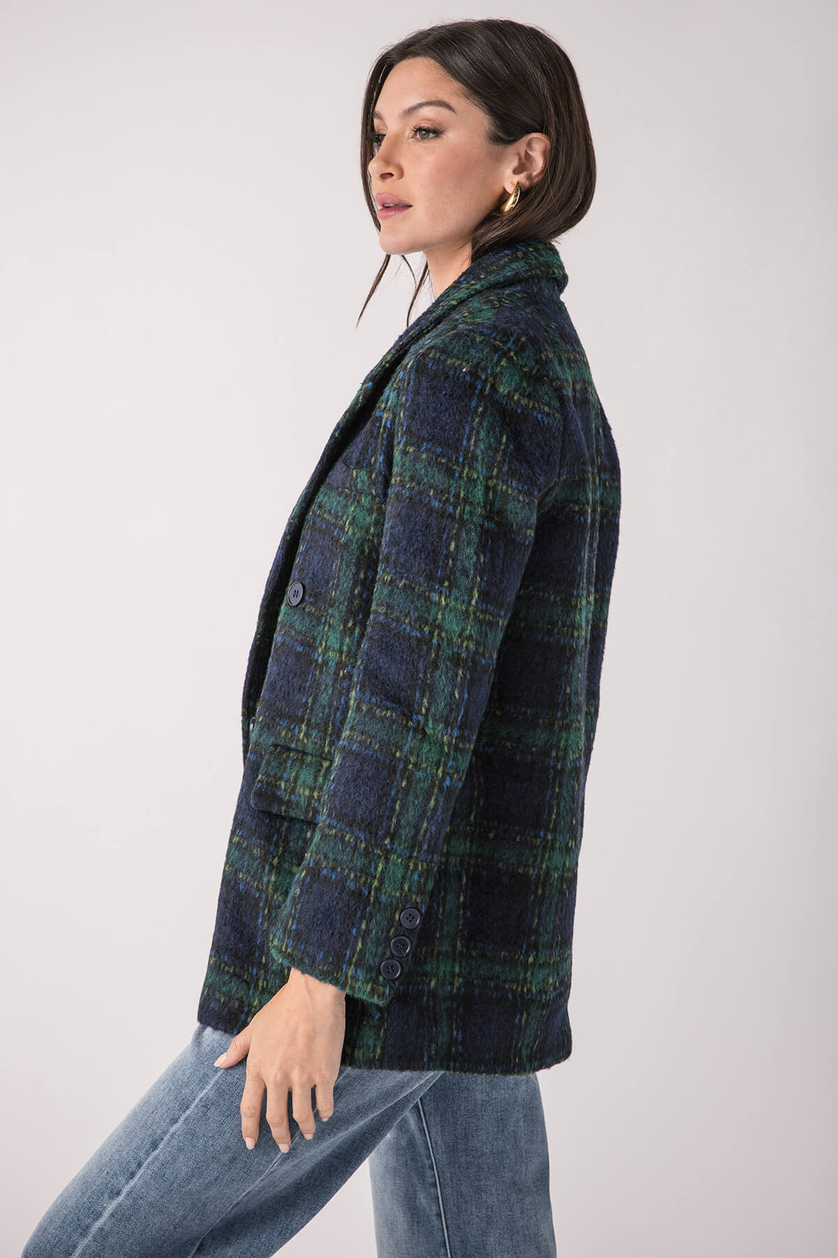 Molly Bracken Plaid Oversized Blazer Jacket