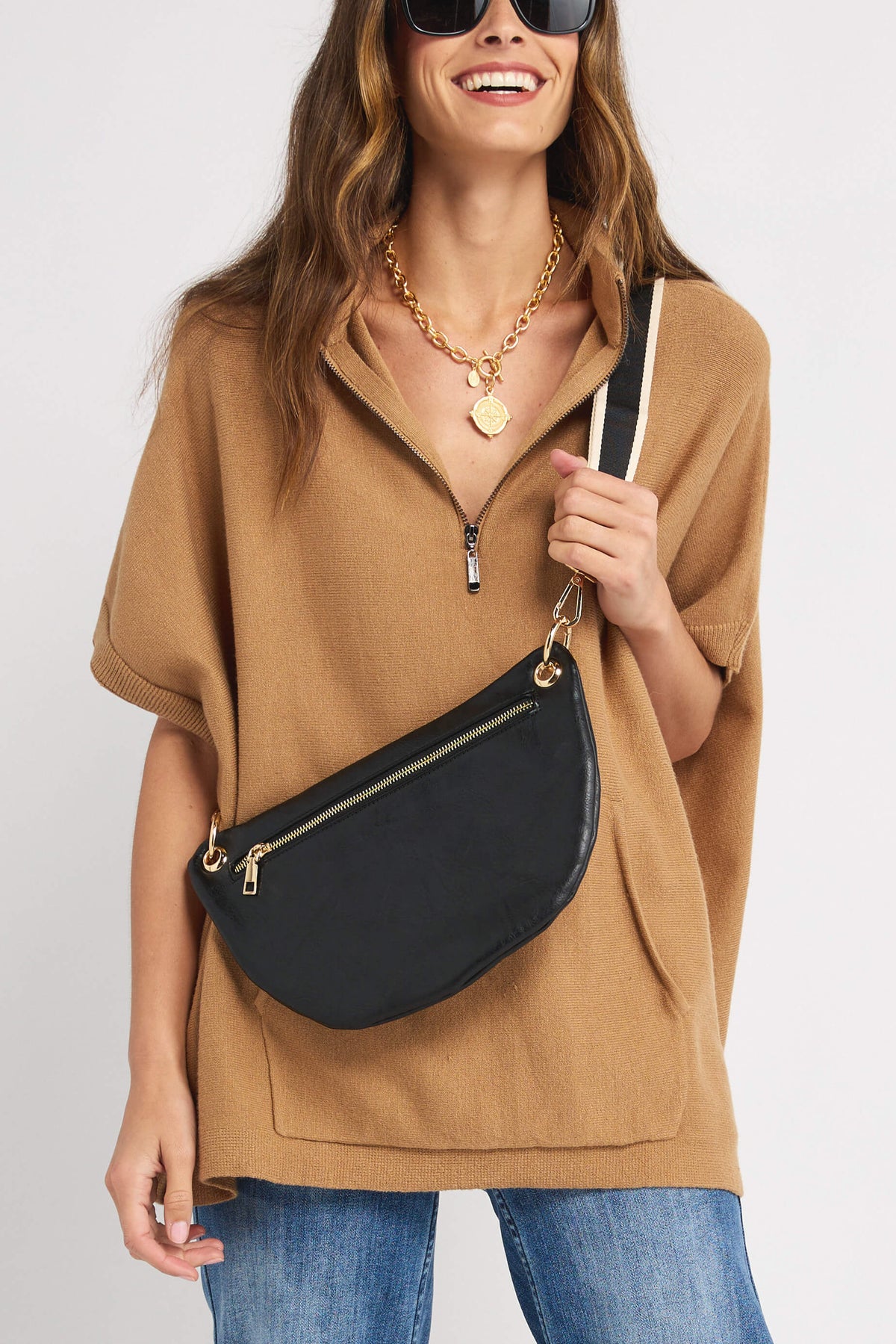 Social Threads Faux Suede Sling Bag