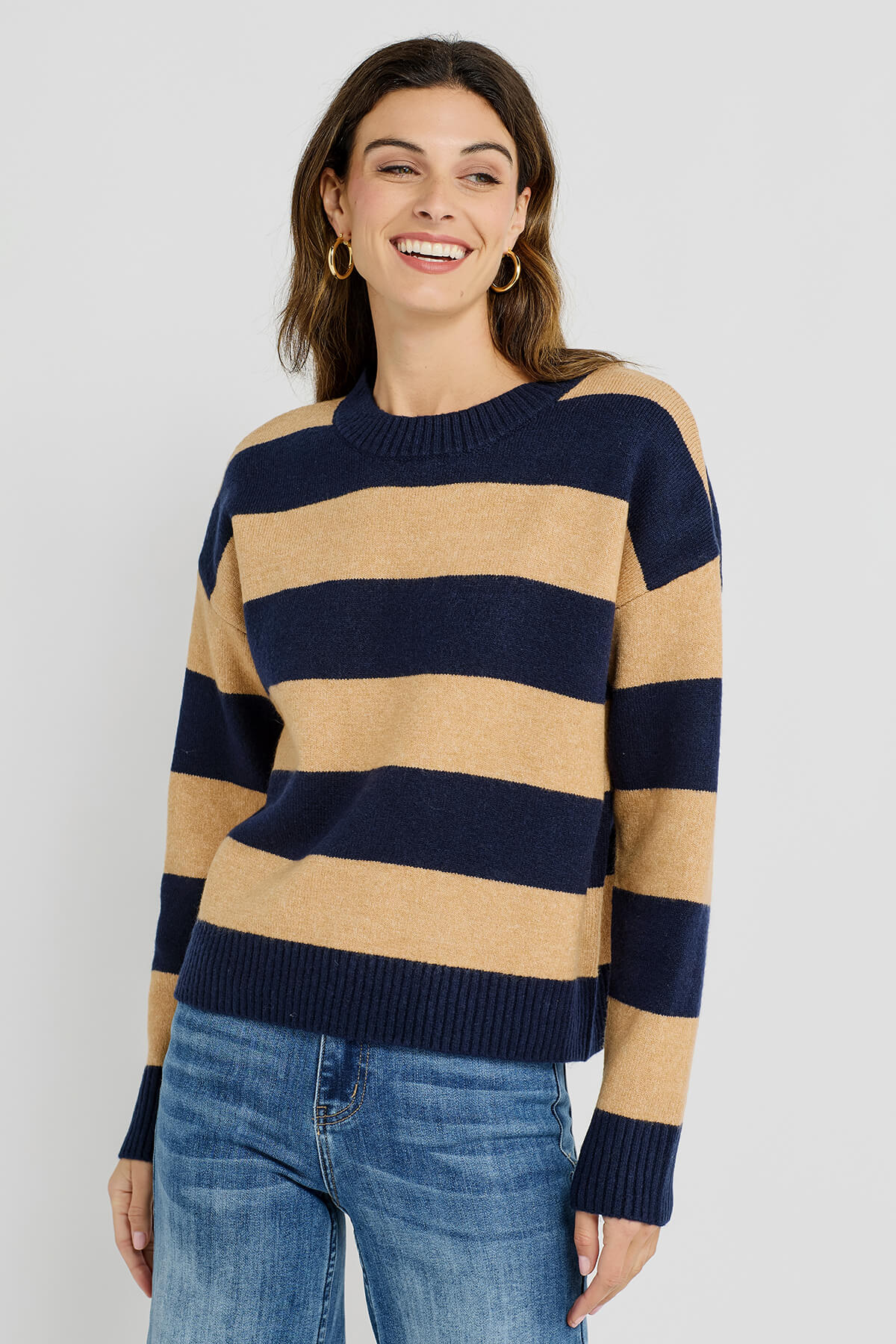 By Together Striped Smiley Face Sweater