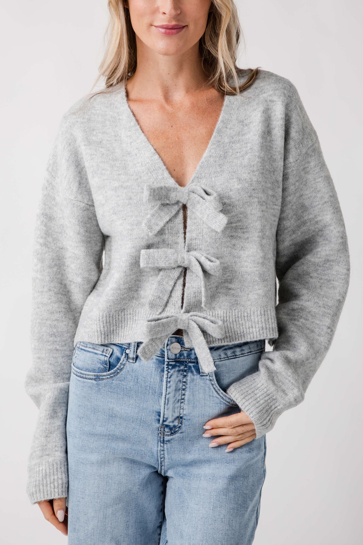 Mable Ribbon Bow Detail Knit Sweater Top