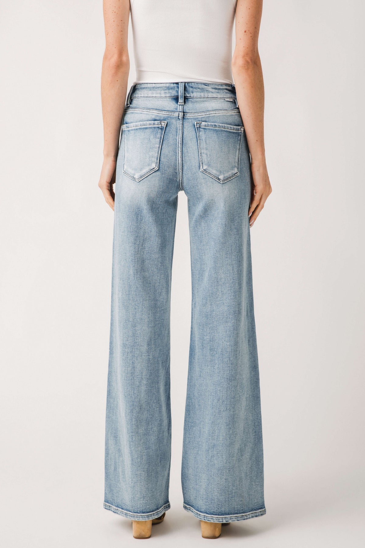 Risen Aria Angled Pocket Front Seam Wide Leg Jeans