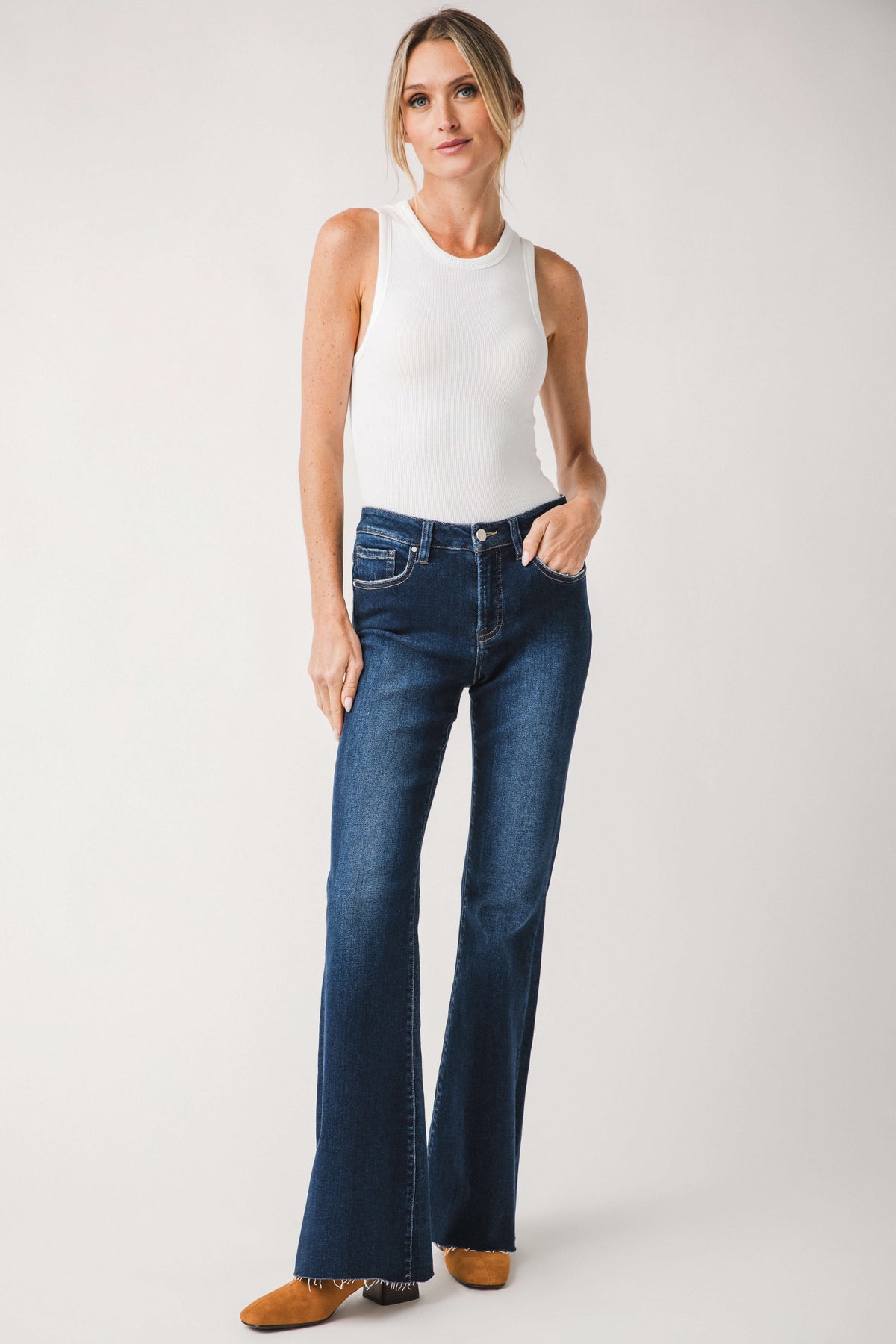 Risen High Rise Clean Pajama Flare Jeans