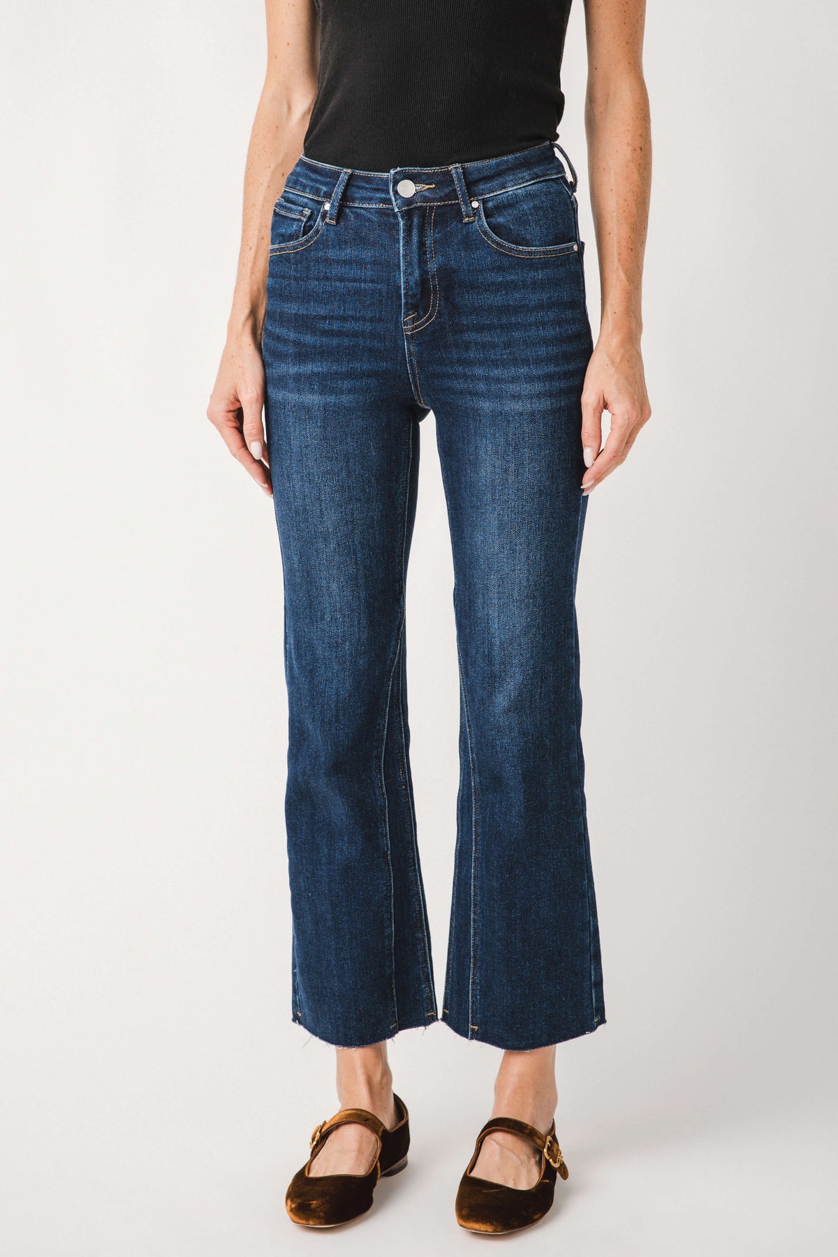 Risen Aspen Twisted Seam Ankle Flare Jeans