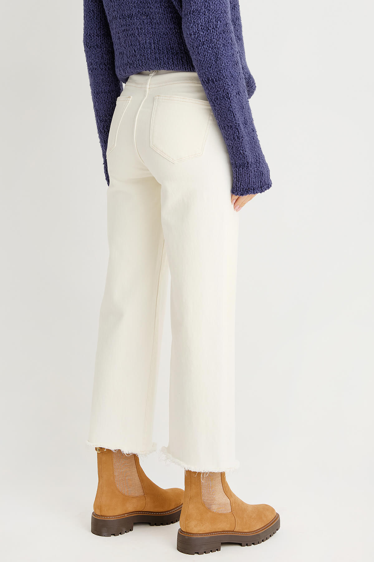 Cream wide leg outlet cropped jeans