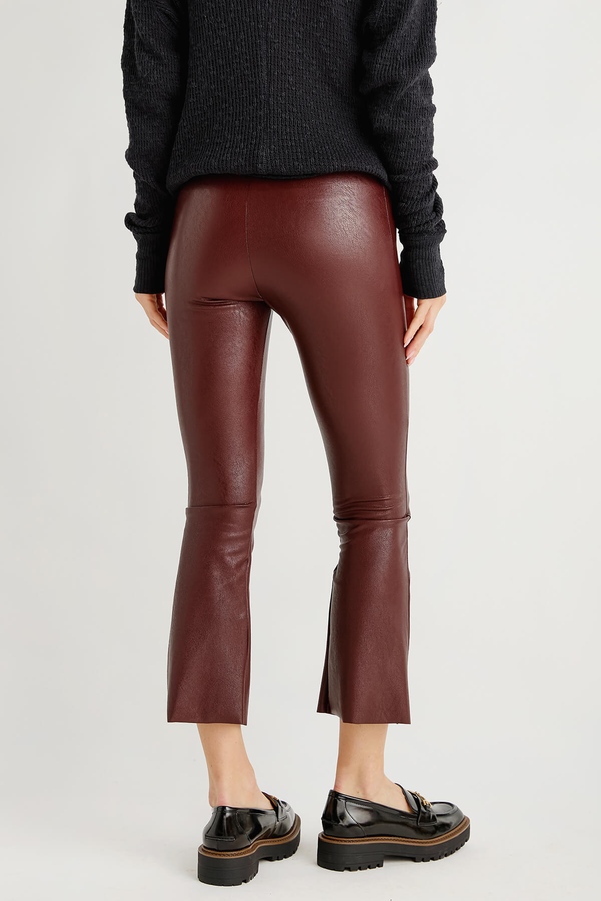 Commando Faux Leather Cropped Flare in Cadet – Ambiance Boutique