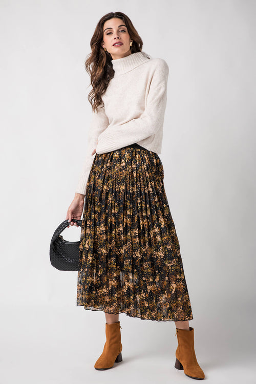 Molly Bracken Pleated Printed Skirt