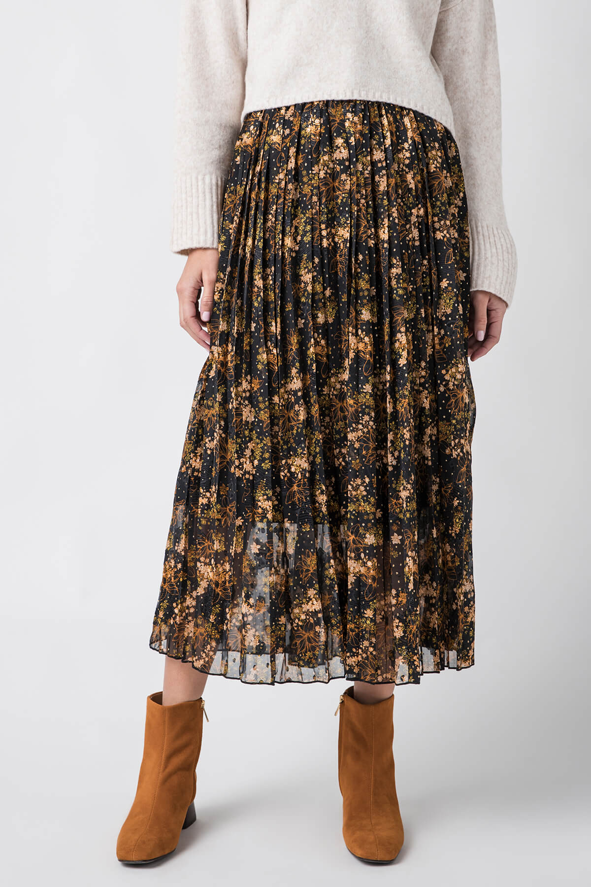 Molly Bracken Pleated Printed Skirt