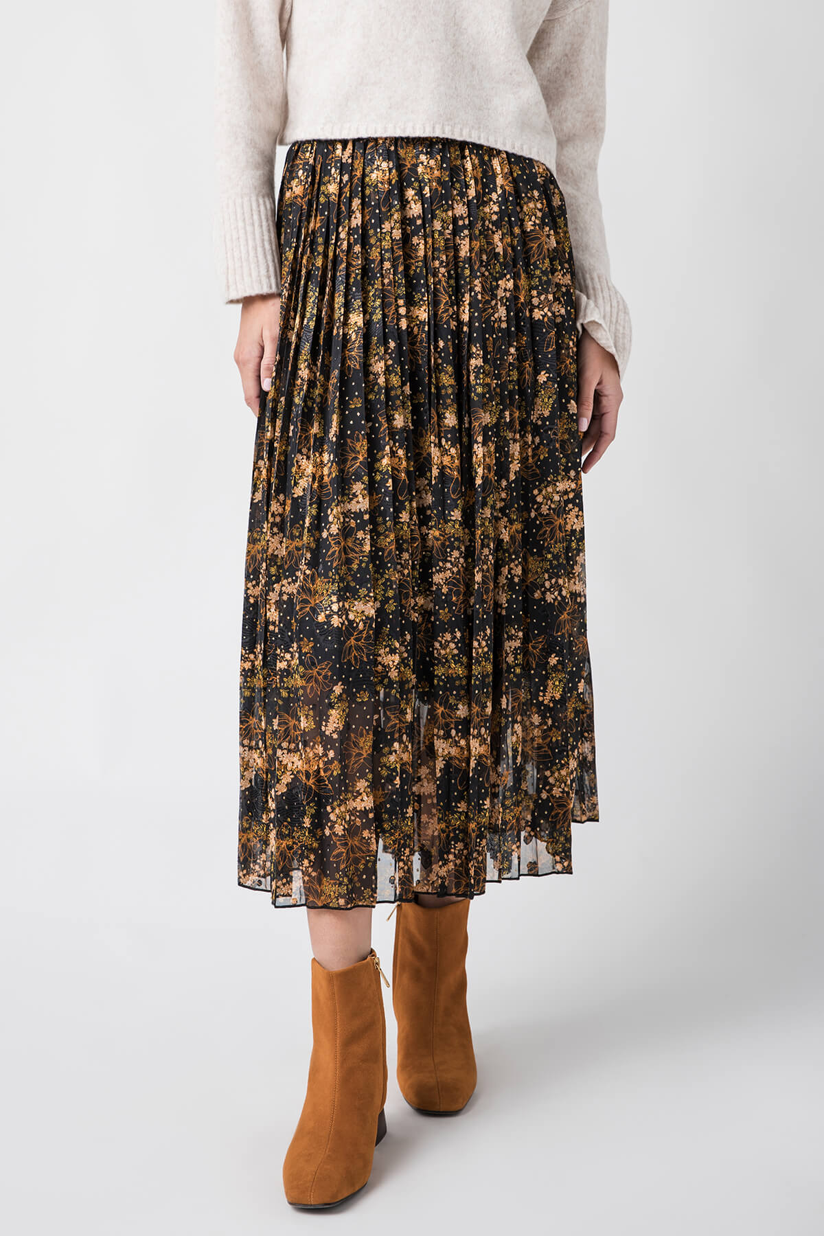 Molly Bracken Pleated Printed Skirt