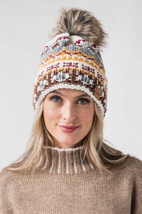 Panache White & Multicolored Pom Hat