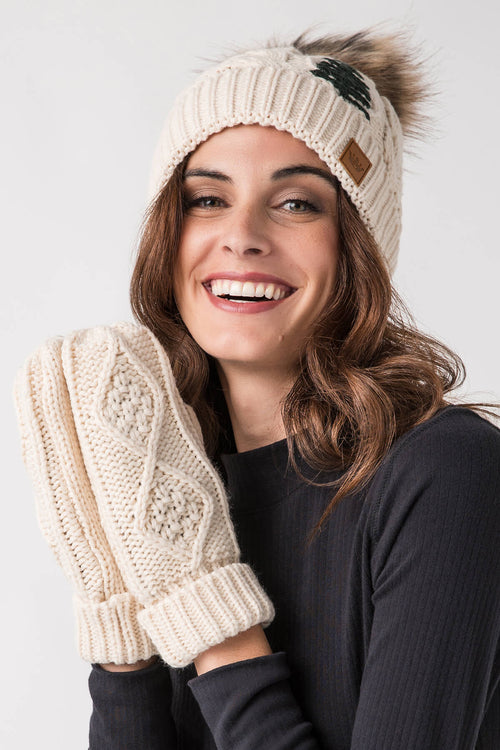 Panache Beige Cable Knit Mittens