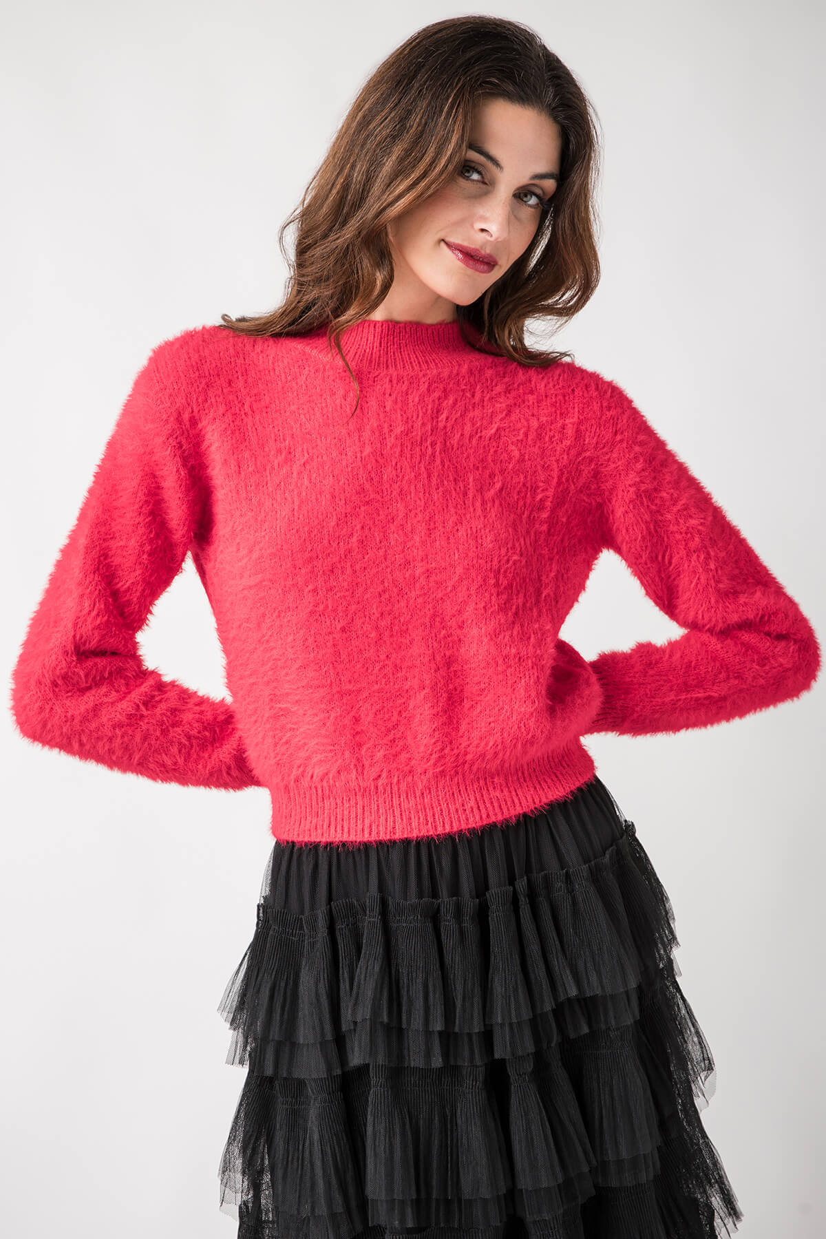 Lili Sidonio Eyelash Mockneck Sweater