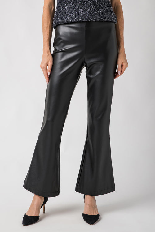 Olivaceous Flare Faux Leather Pants