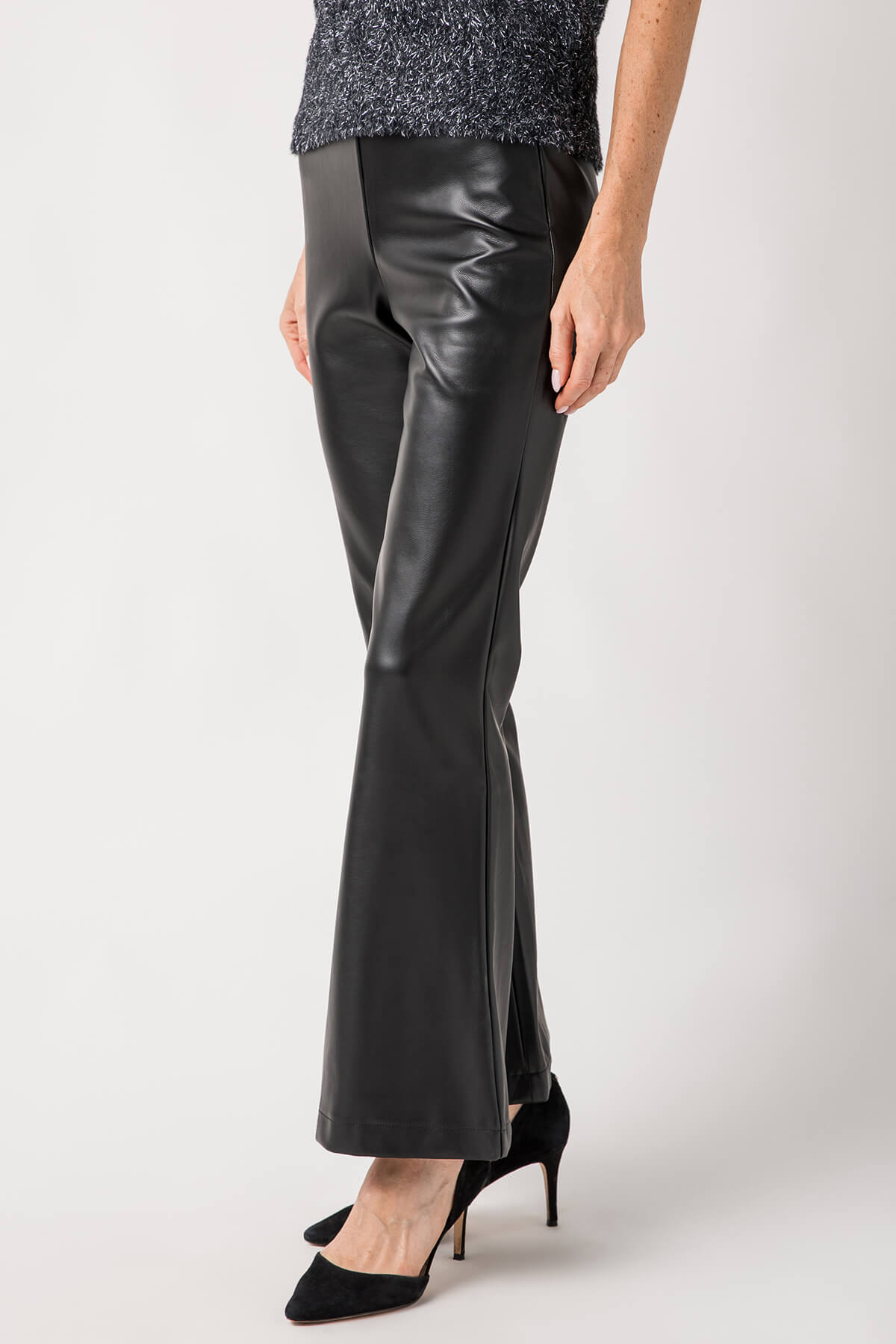 Olivaceous Flare Faux Leather Pants