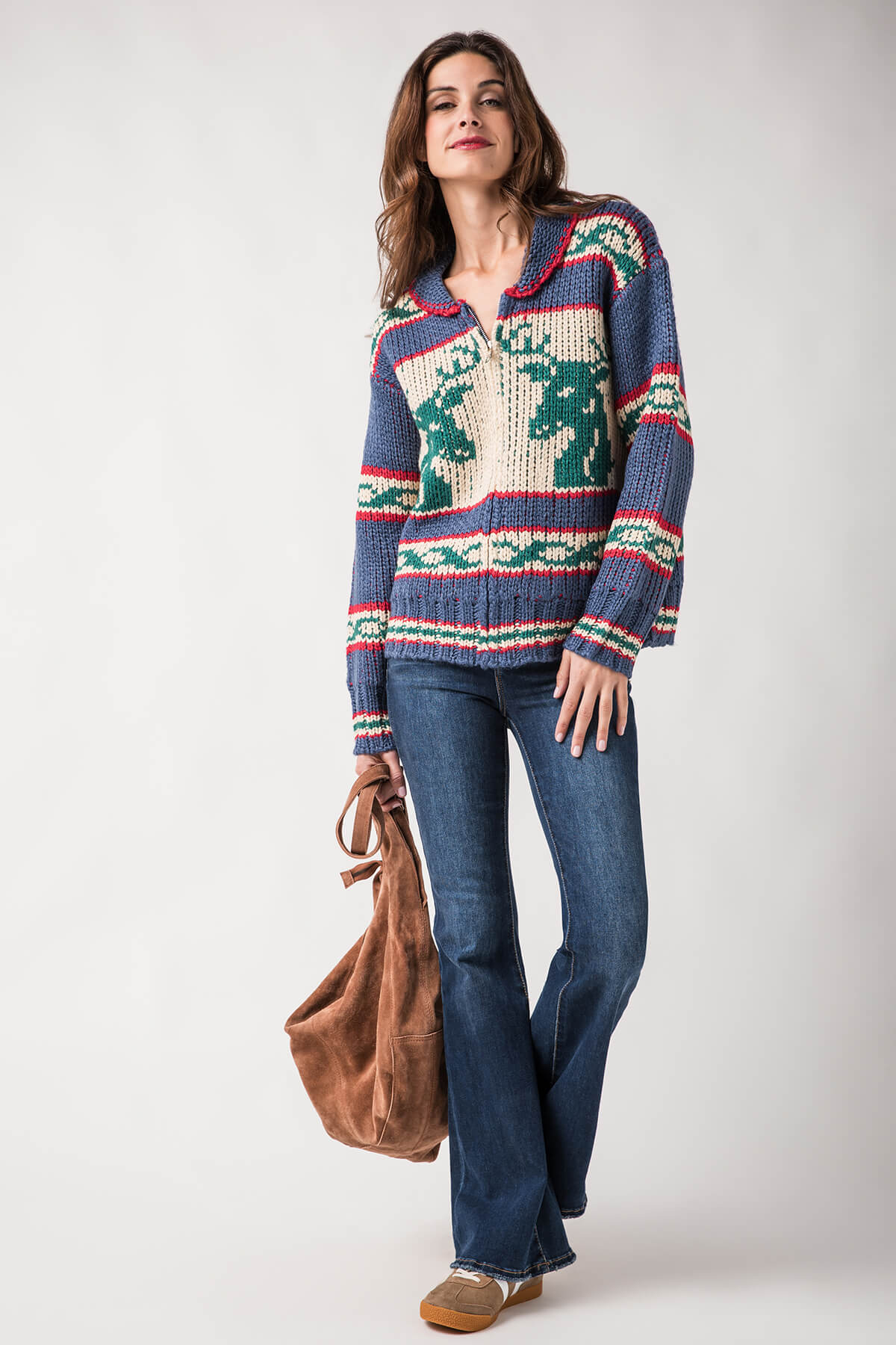 Bailey Rose Reindeer Chunky Knit Sweater