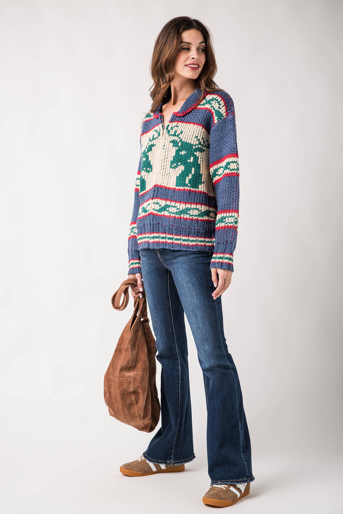 Bailey Rose Reindeer Chunky Knit Sweater